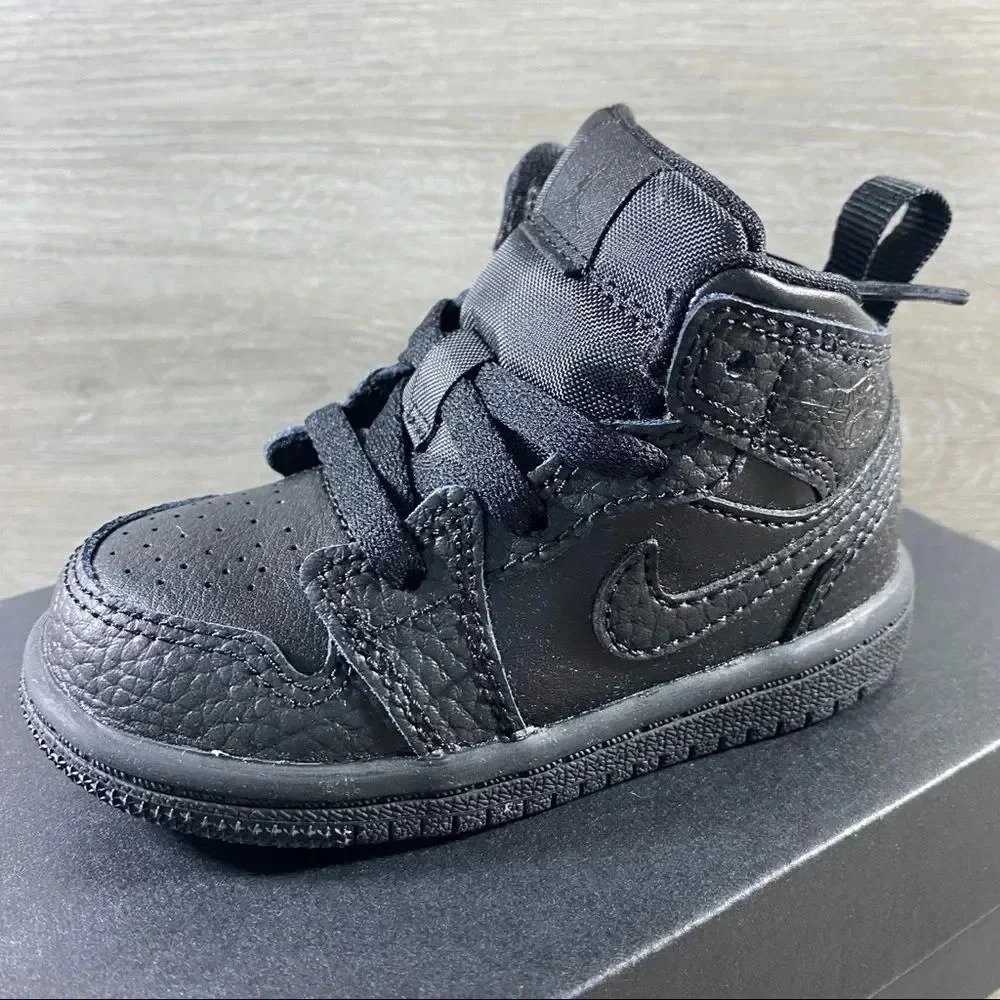 Nike Air Jordan 1 Mid Tripple Black TD Toddler 640735 091 New in Box